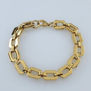 8" Mens 14K Gold Chain Link Style Bracelet Guys 14 Karat Silver Jewelry 8 inch